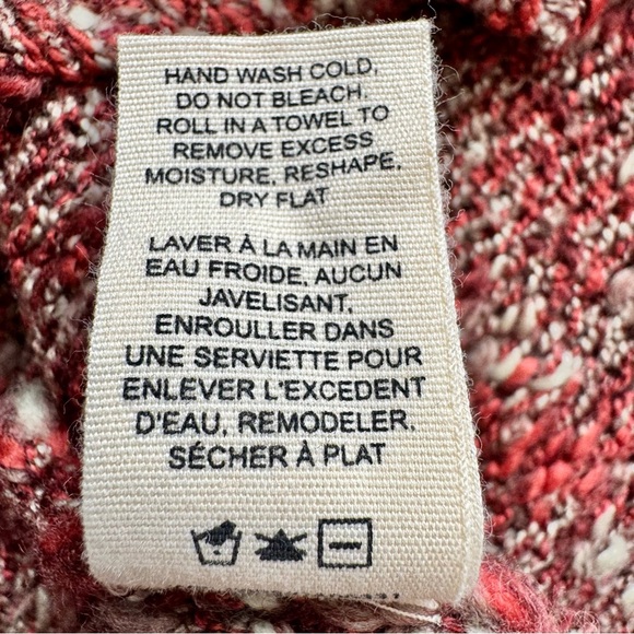 Woolrich Red Beige Marled Knit Quarter Zip Mock Neck Wool Blend Sweater Size L - Picture 13 of 16